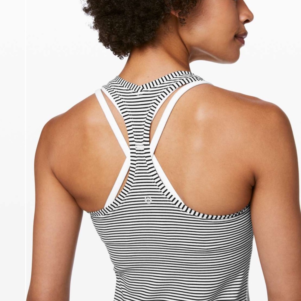 Lululemon Cool Racerback II Hyper Stripe White Black size 6